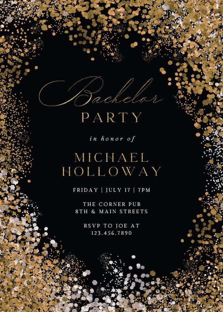 Glitter bachelor party - bachelor party invitation